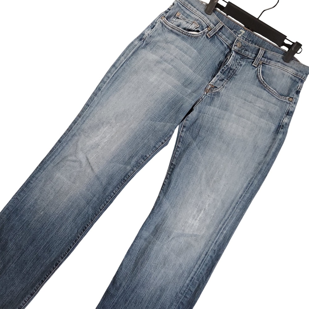 7 For All Mankind Jeans Mens 33x34 Blue Relaxed Fit Button Fly Medium Wash Denim